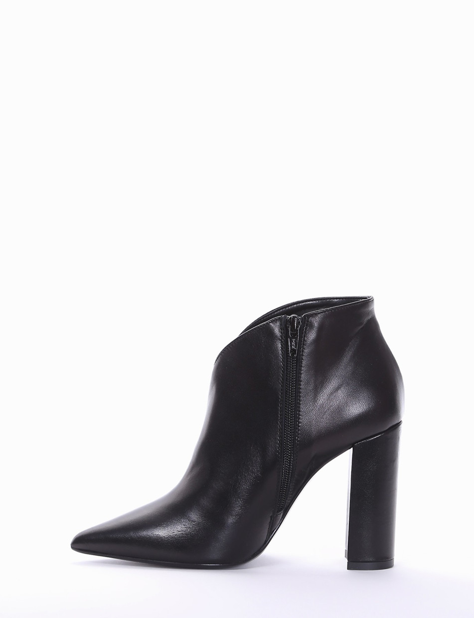 High heel ankle boots heel 10 cm black leather