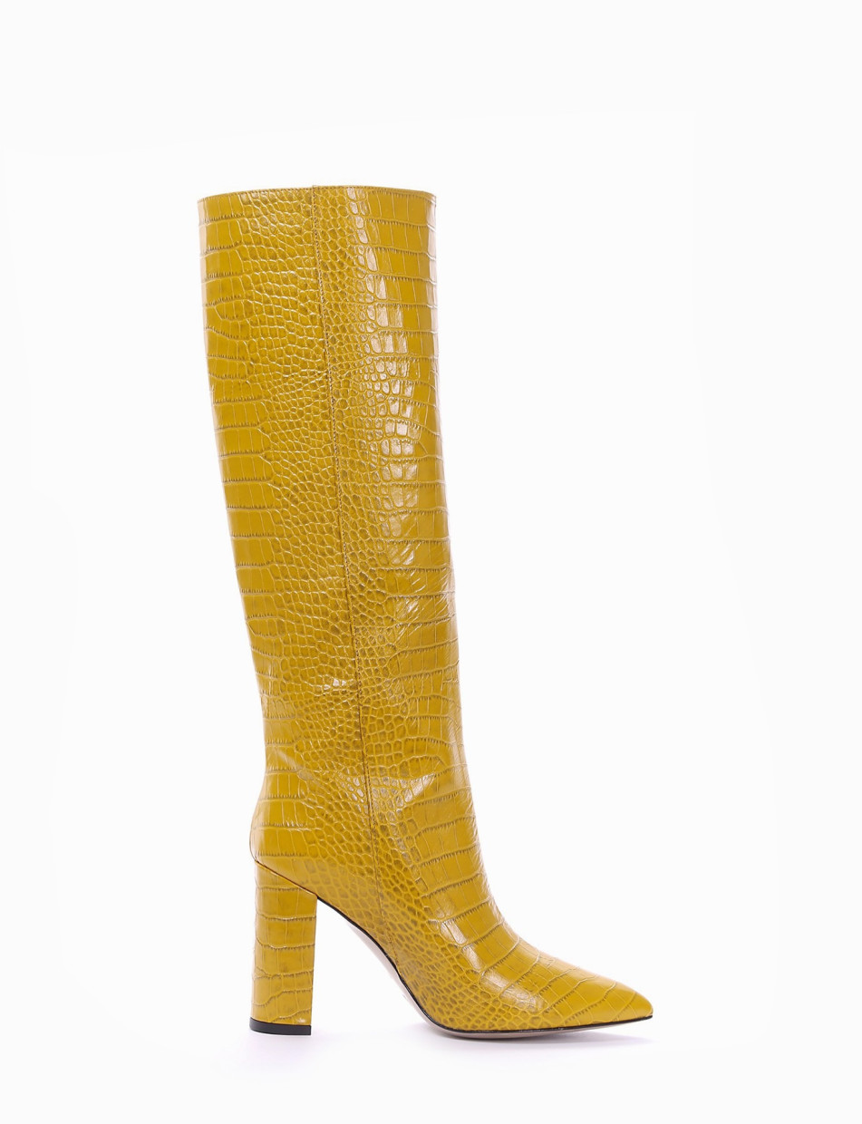 High heel boots heel 10 cm yellow coconut