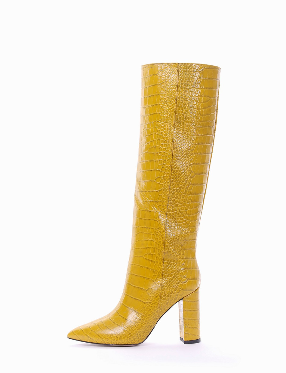 High heel boots heel 10 cm yellow coconut