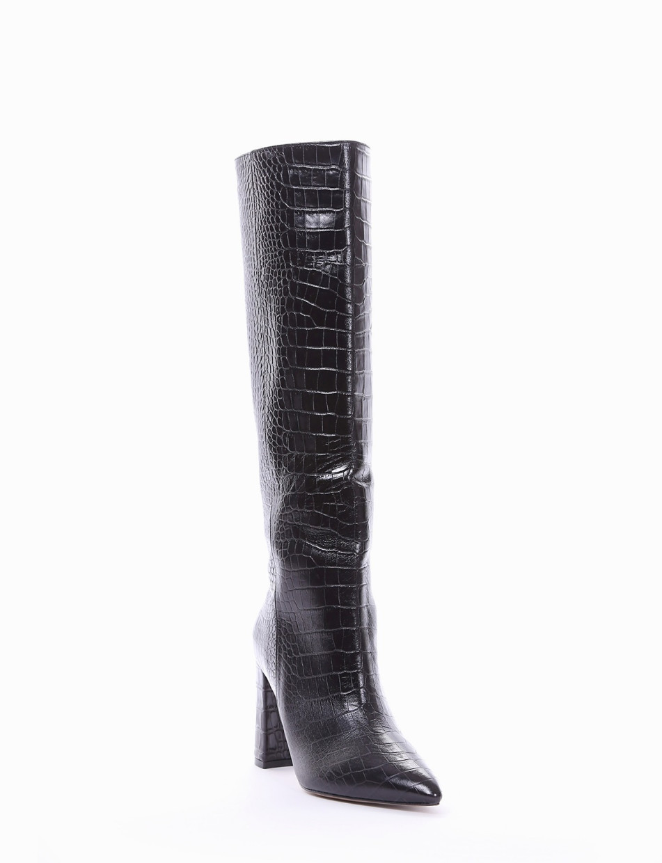 High heel boots heel 10 cm black coconut