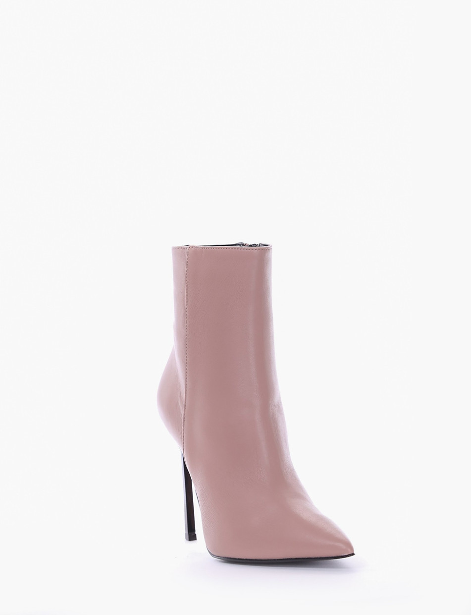 High heel ankle boots heel 10 cm pink leather