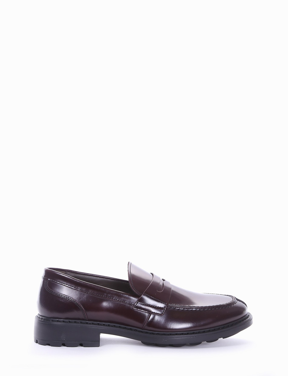 Loafers heel 2 cm bordeaux leather