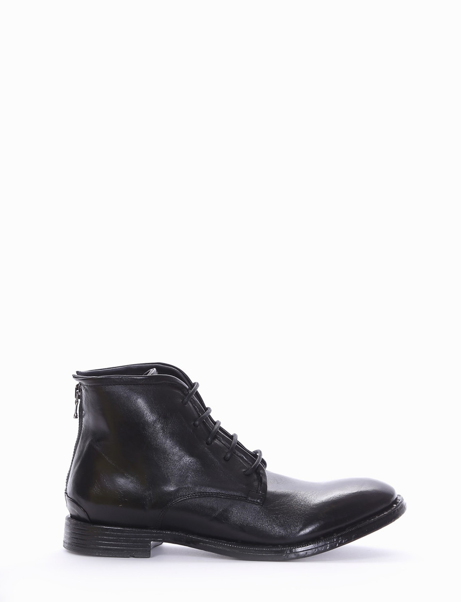 Combat boots heel 2 cm black leather