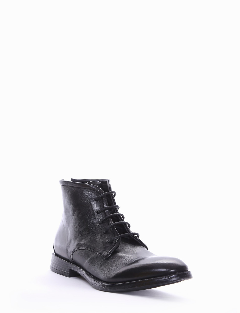 Combat boots heel 2 cm black leather