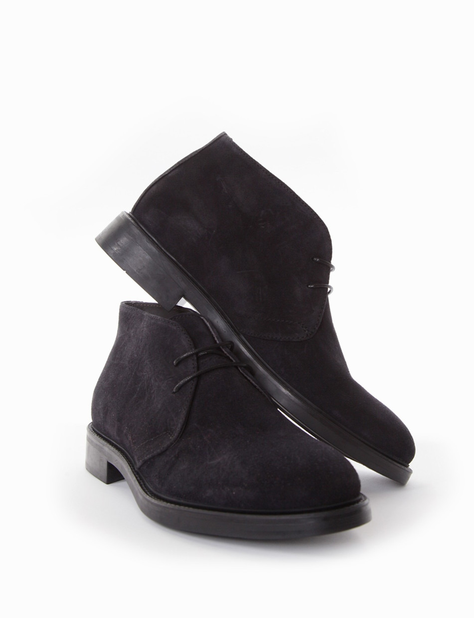 Desert boots heel 2 cm blu chamois