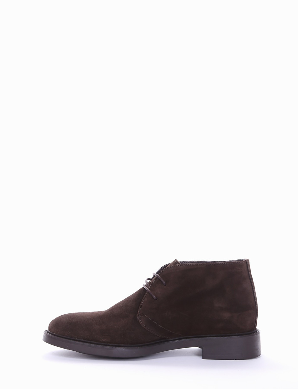 Desert boots heel 2 cm dark brown chamois