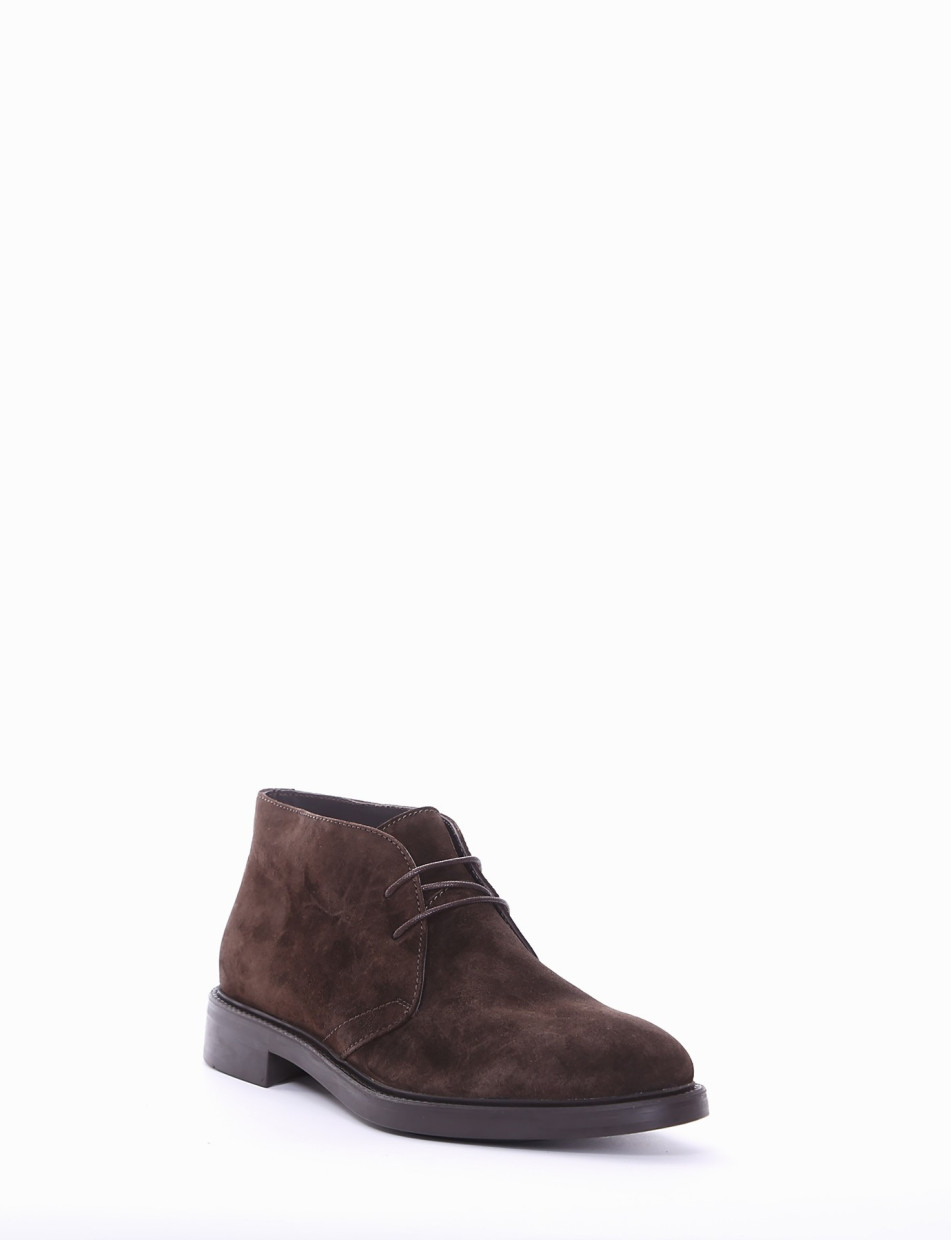 Desert boots heel 2 cm dark brown chamois