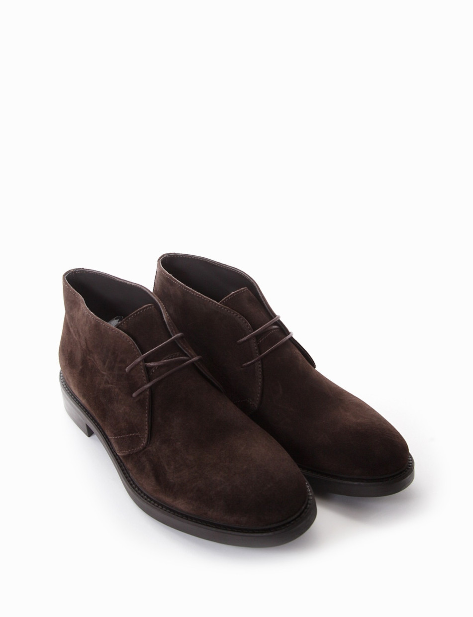 Desert boots heel 2 cm dark brown chamois