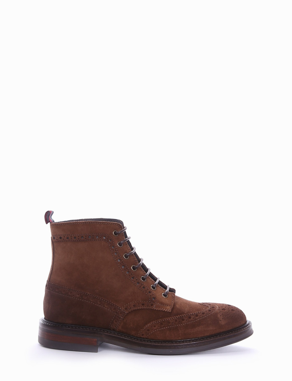 Combat boots heel 2 cm brown chamois