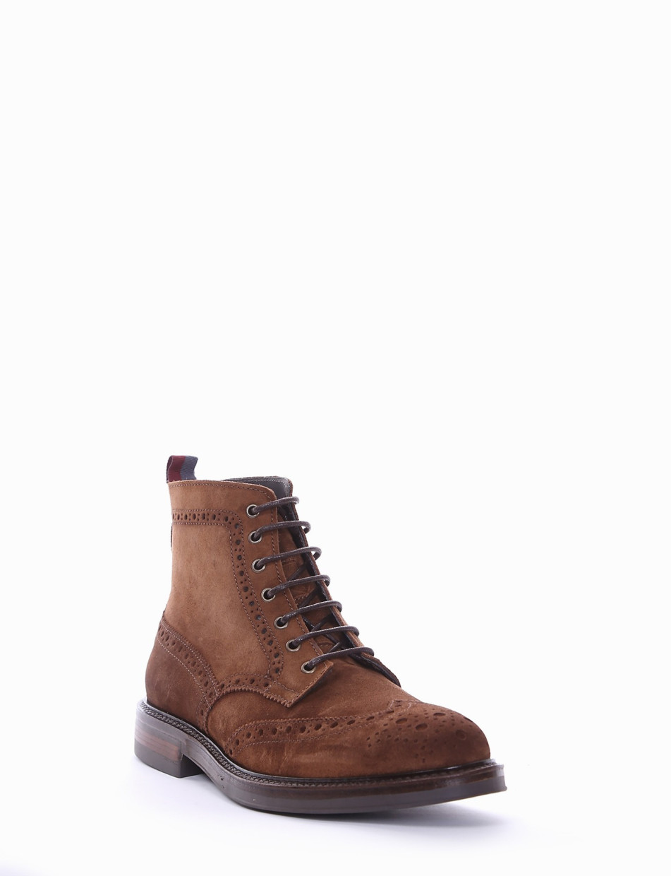 Combat boots heel 2 cm brown chamois