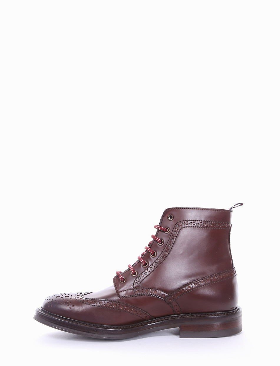 Combat boots heel 2 cm brown leather