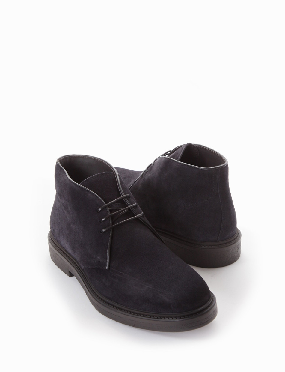 Desert boots heel 2 cm blu chamois