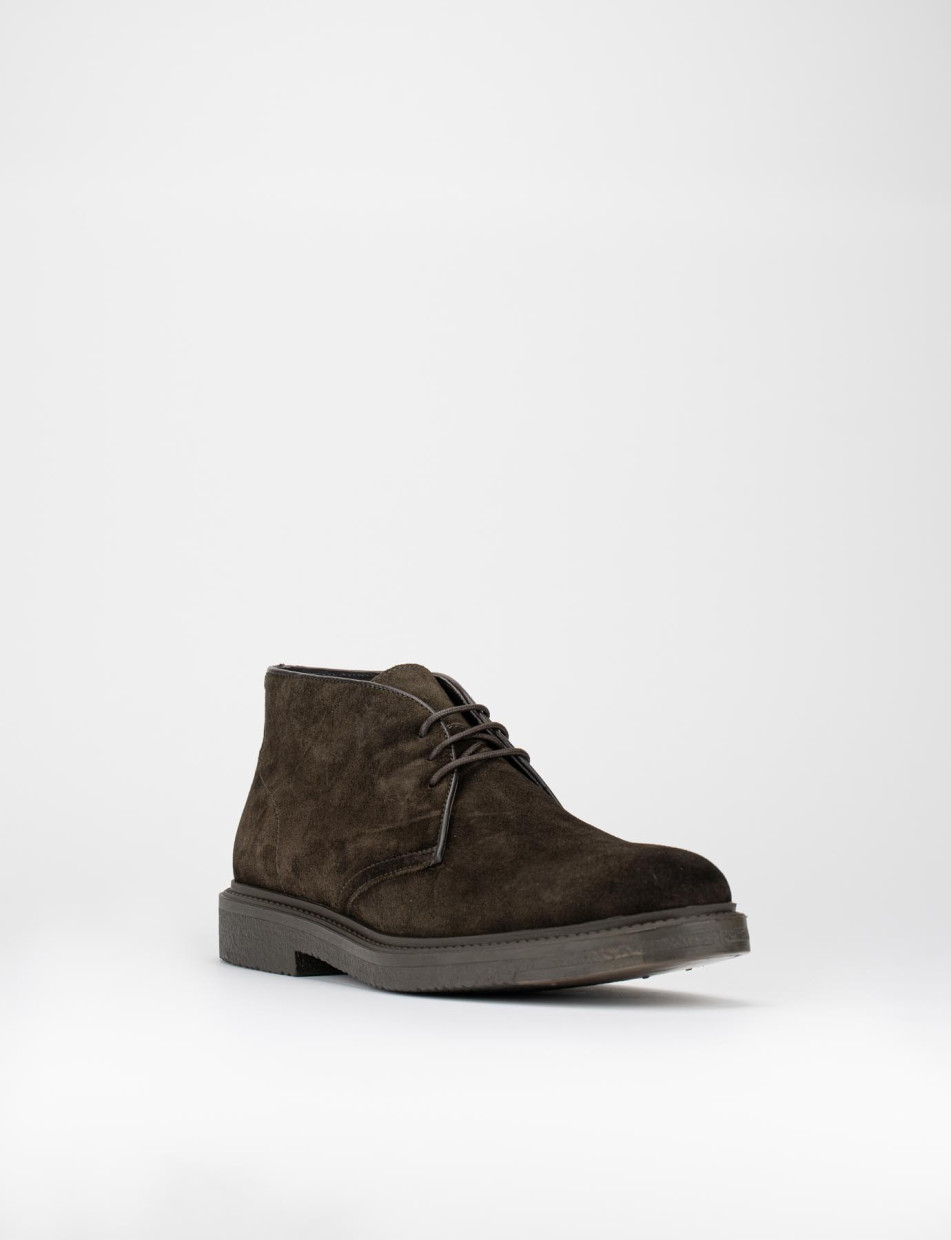 Desert boots heel 2 cm dark brown chamois