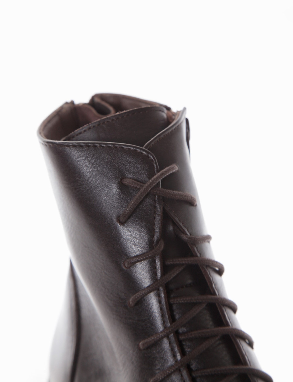 Combat boots heel 2 cm dark brown leather