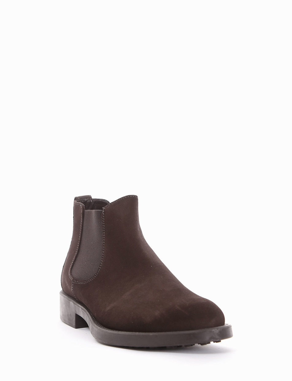 Ankle boots heel 2 cm dark brown chamois