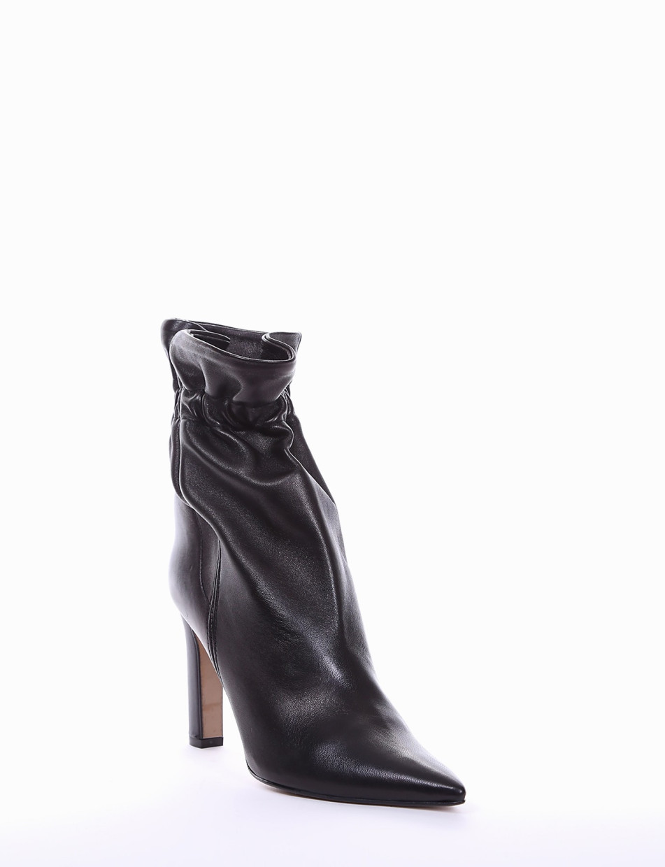 High heel ankle boots heel 10 cm black leather