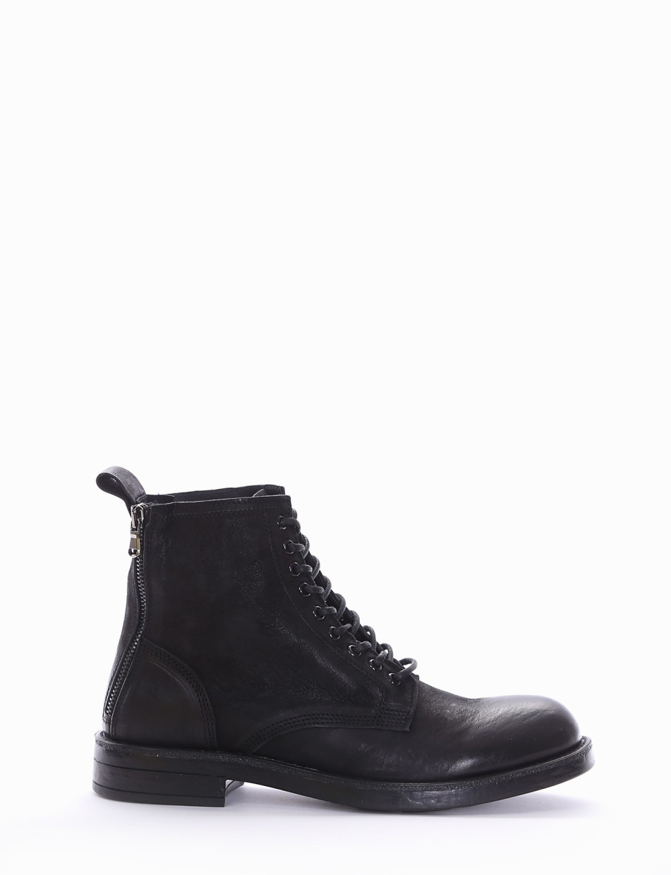 Combat boots heel 2 cm black leather