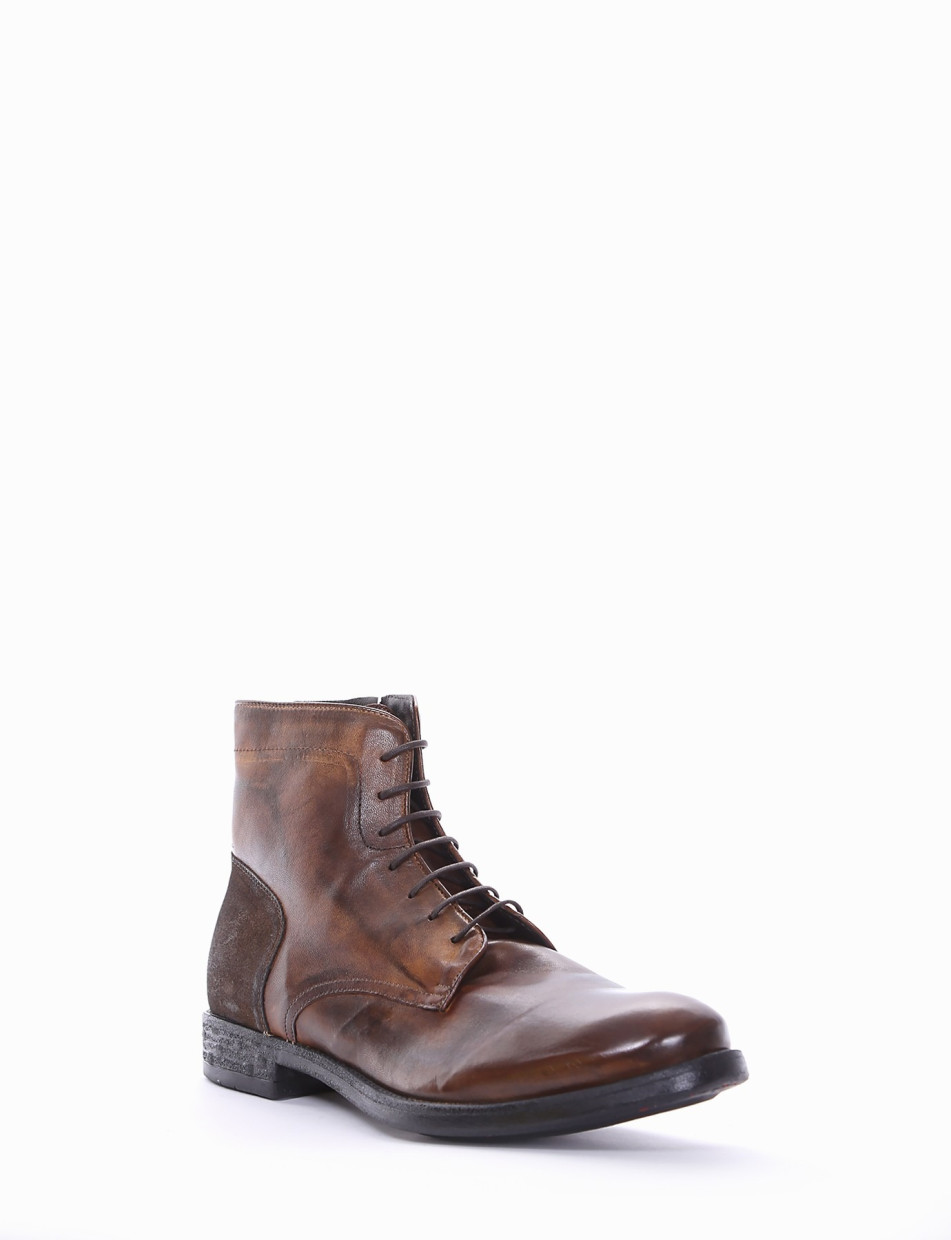 Combat boots heel 2 cm brown leather