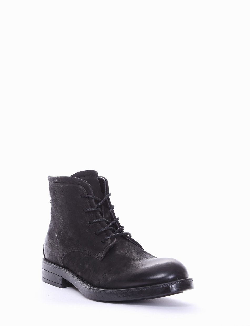 Combat boots heel 2 cm black leather