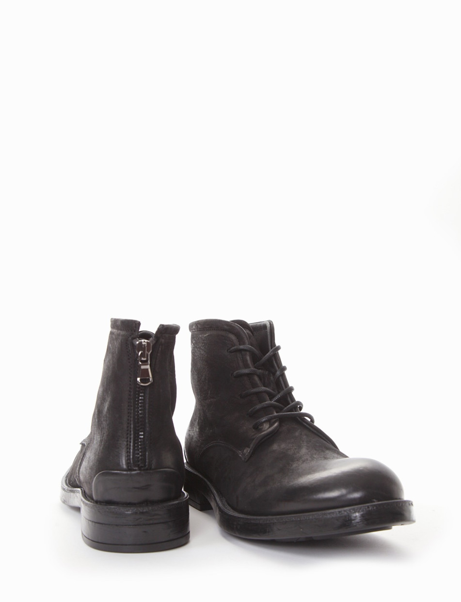 Combat boots heel 2 cm black leather