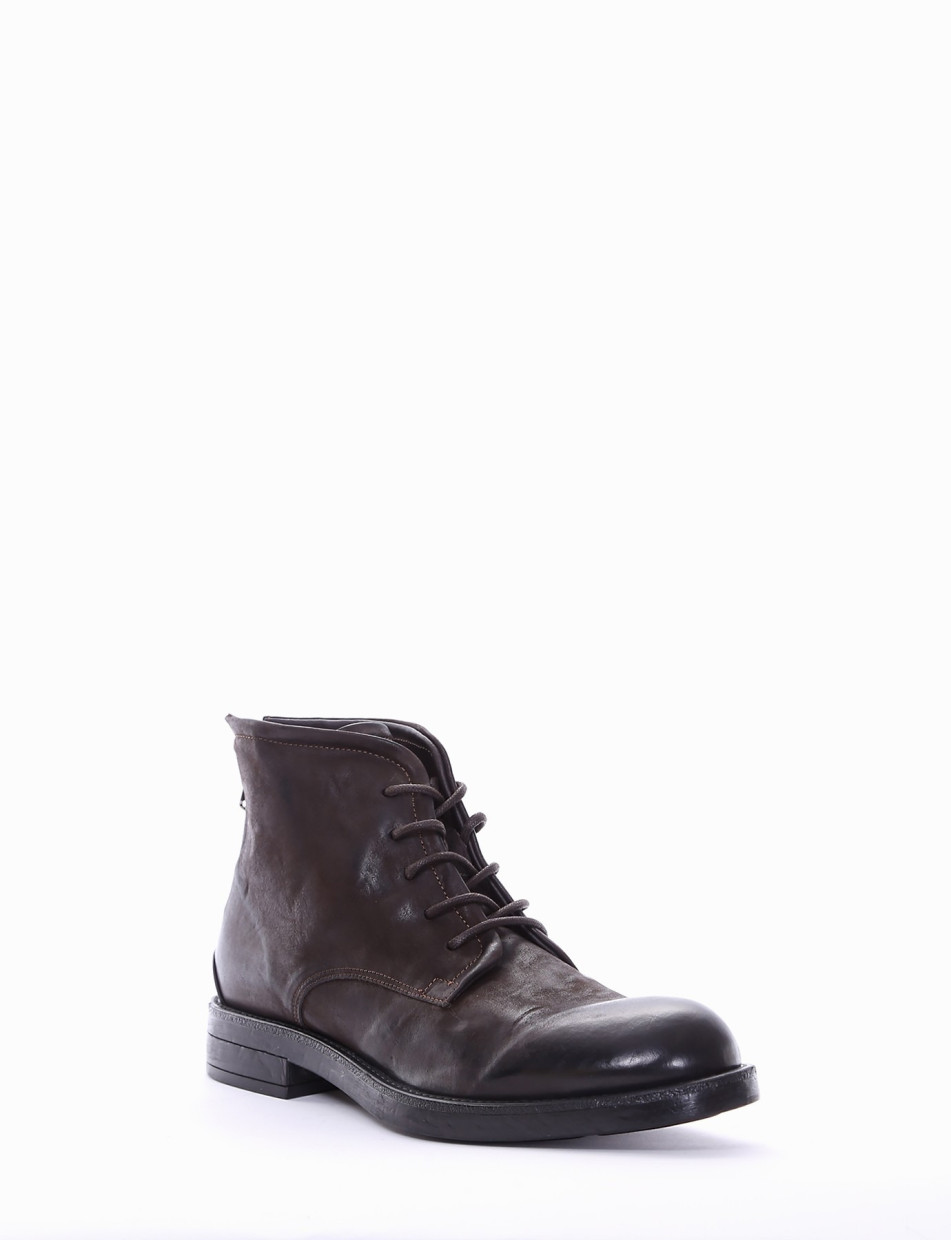 Combat boots heel 2 cm dark brown leather