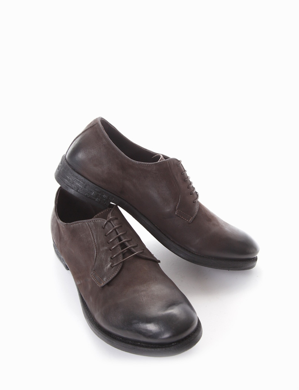 Lace-up shoes heel 2 cm dark brown leather