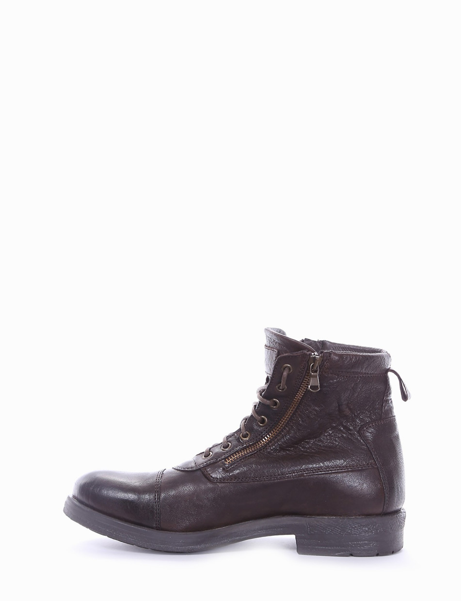 Combat boots heel 2 cm dark brown leather