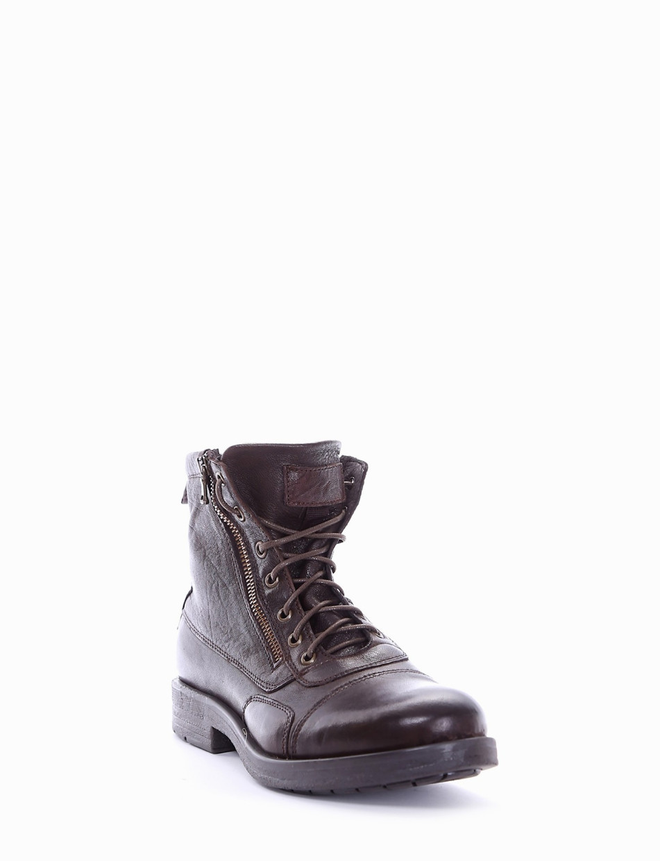 Combat boots heel 2 cm dark brown leather