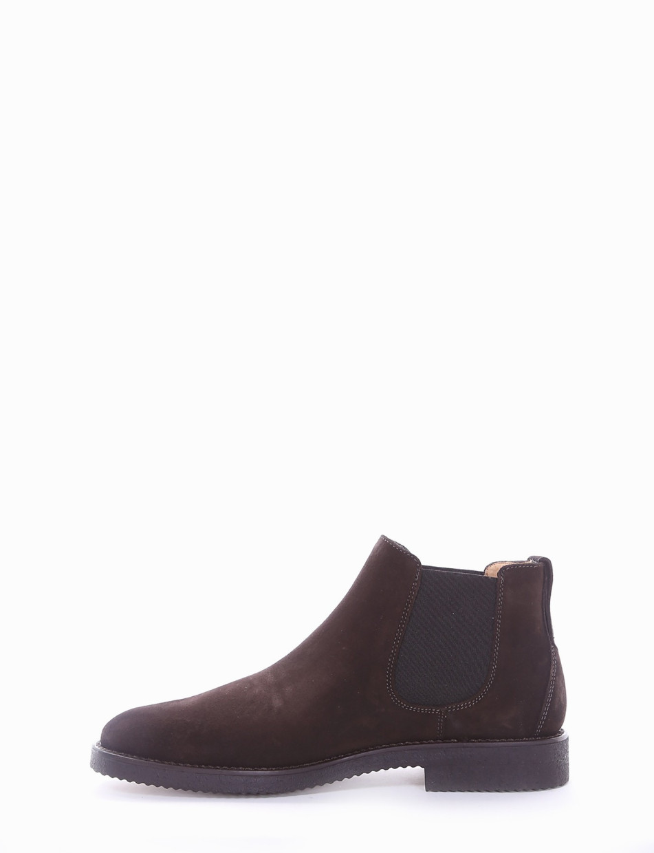 Ankle boots heel 2 cm dark brown chamois