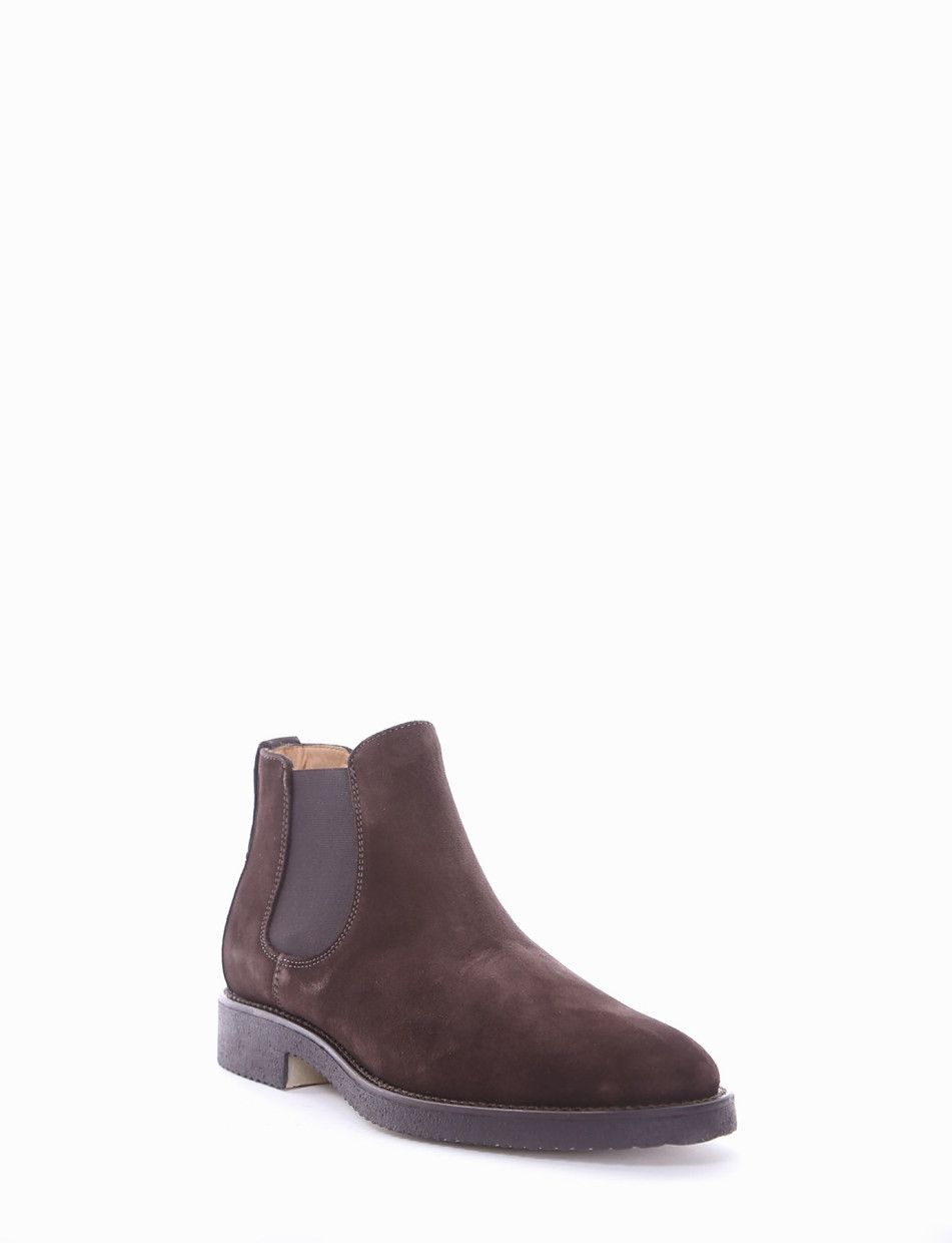 Ankle boots heel 2 cm dark brown chamois