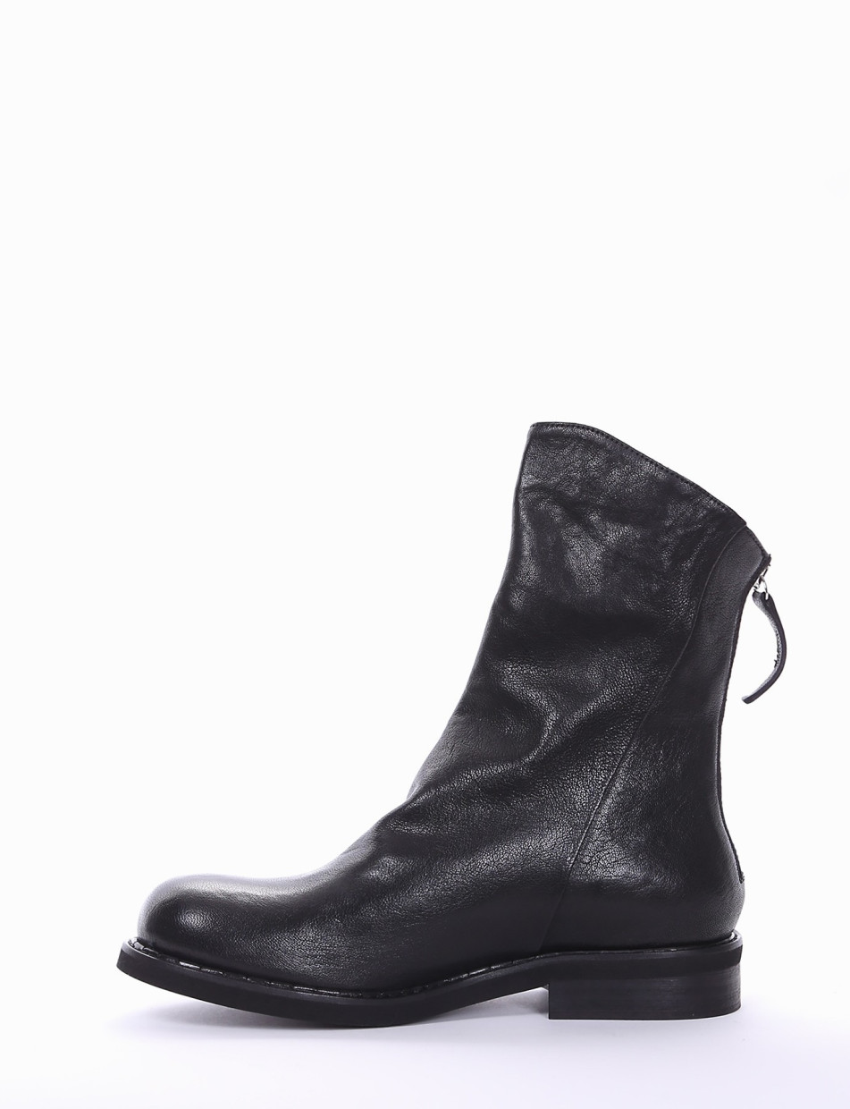 Low heel ankle boots heel 2 cm black leather