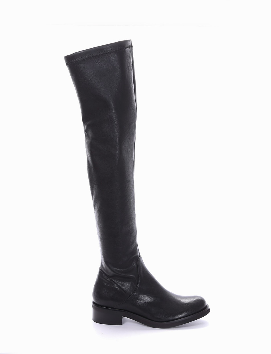 Low heel boots heel 2 cm black leather