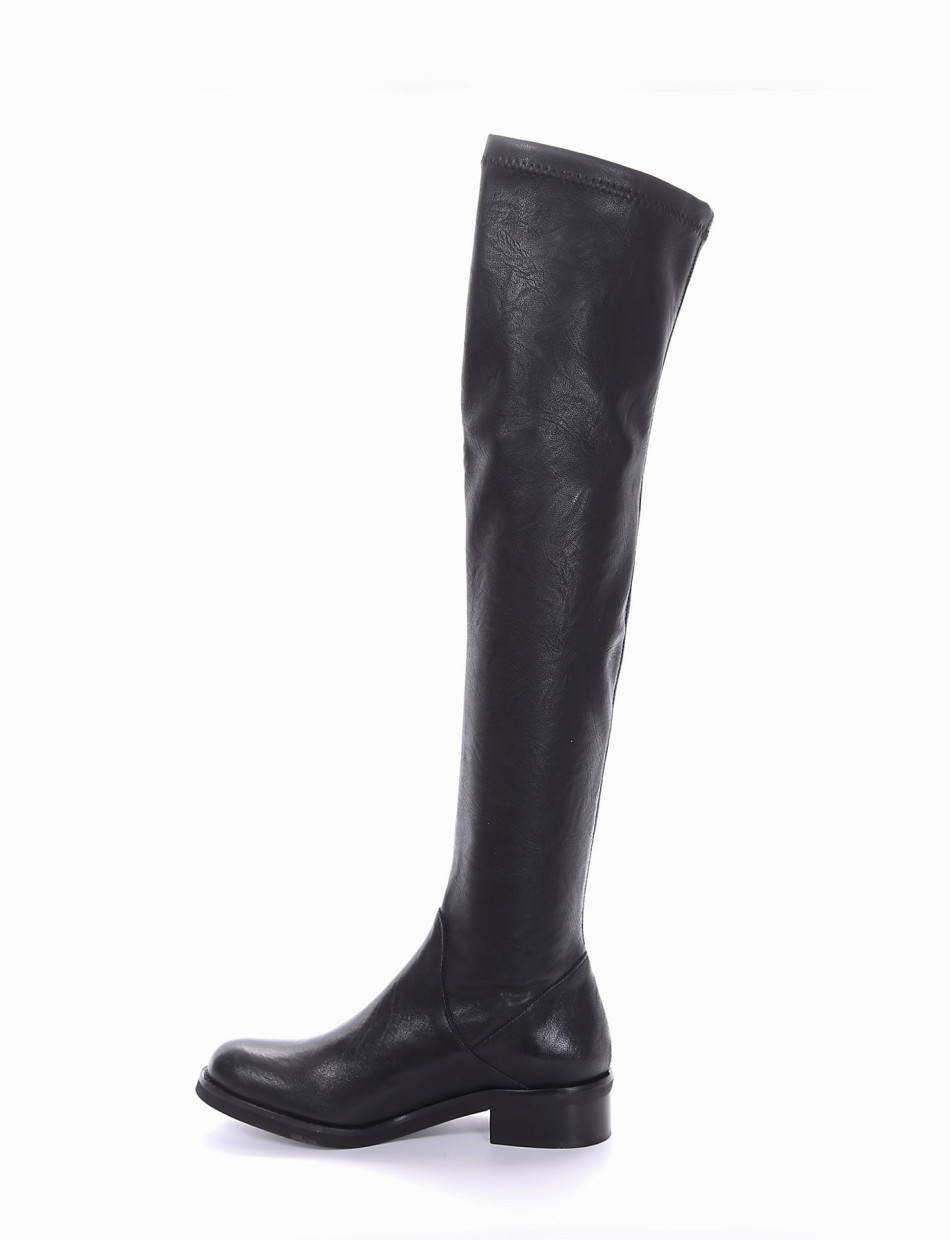 Low heel boots heel 2 cm black leather