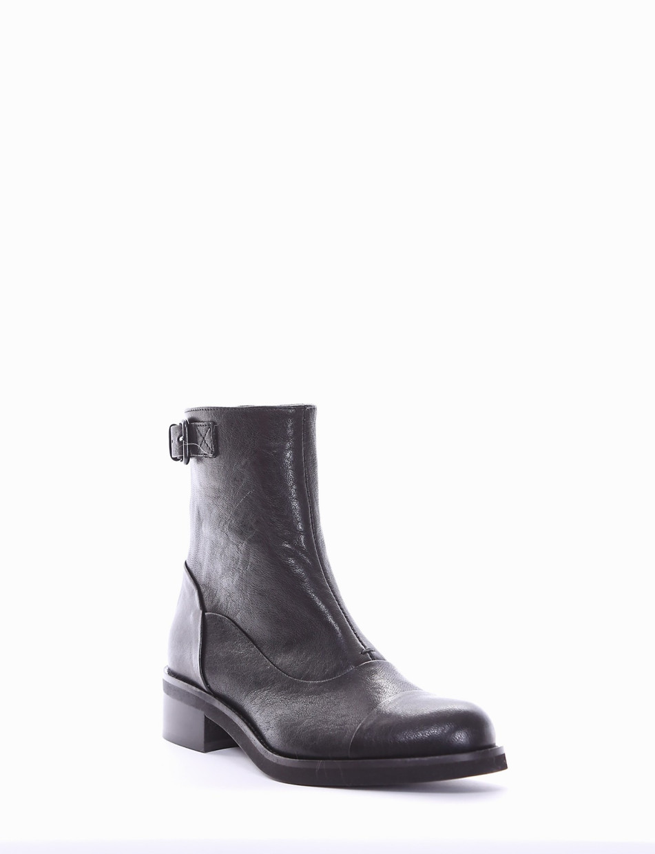 Low heel ankle boots heel 2 cm black leather