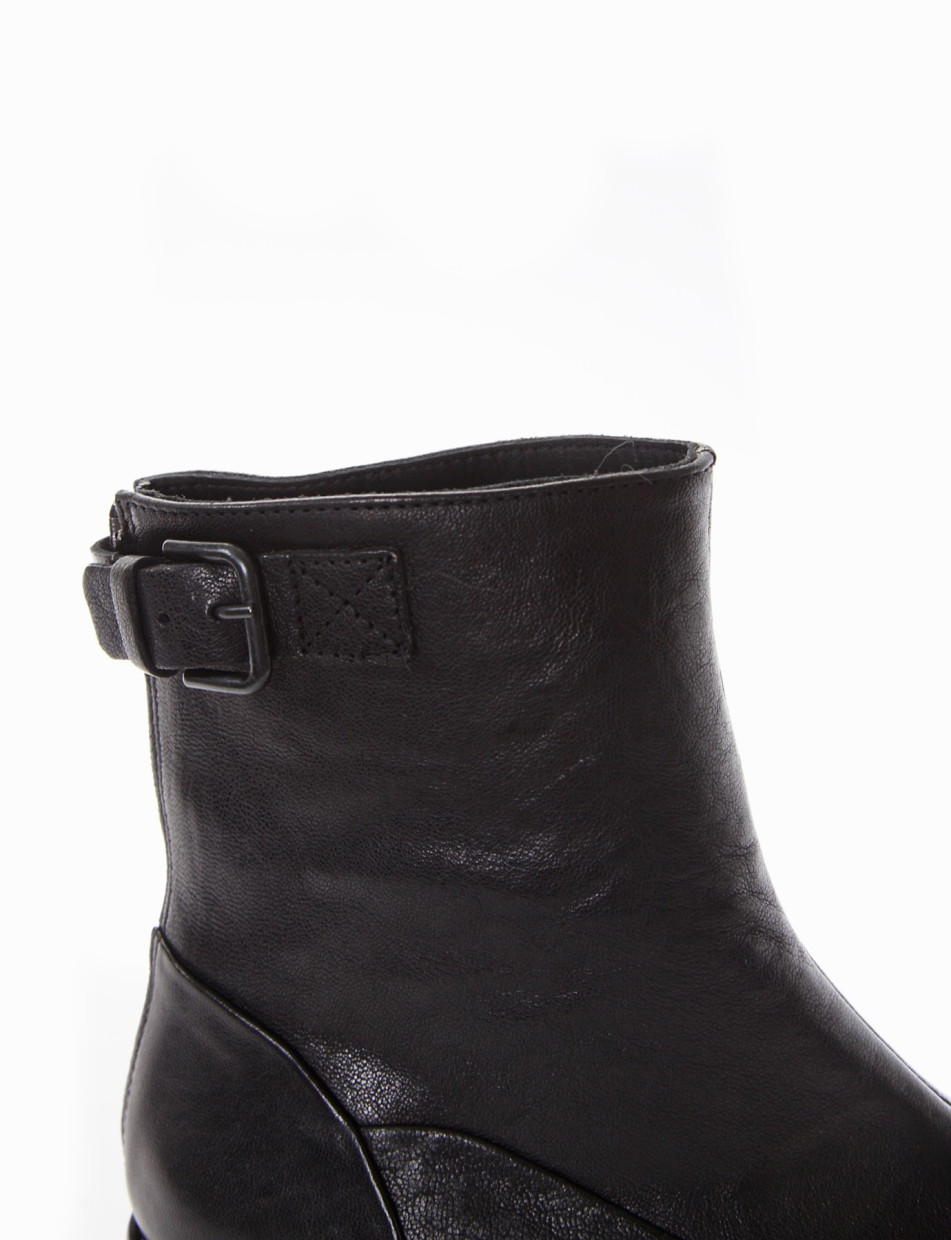 Low heel ankle boots heel 2 cm black leather