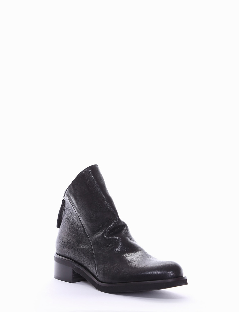 Low heel ankle boots heel 2 cm black leather