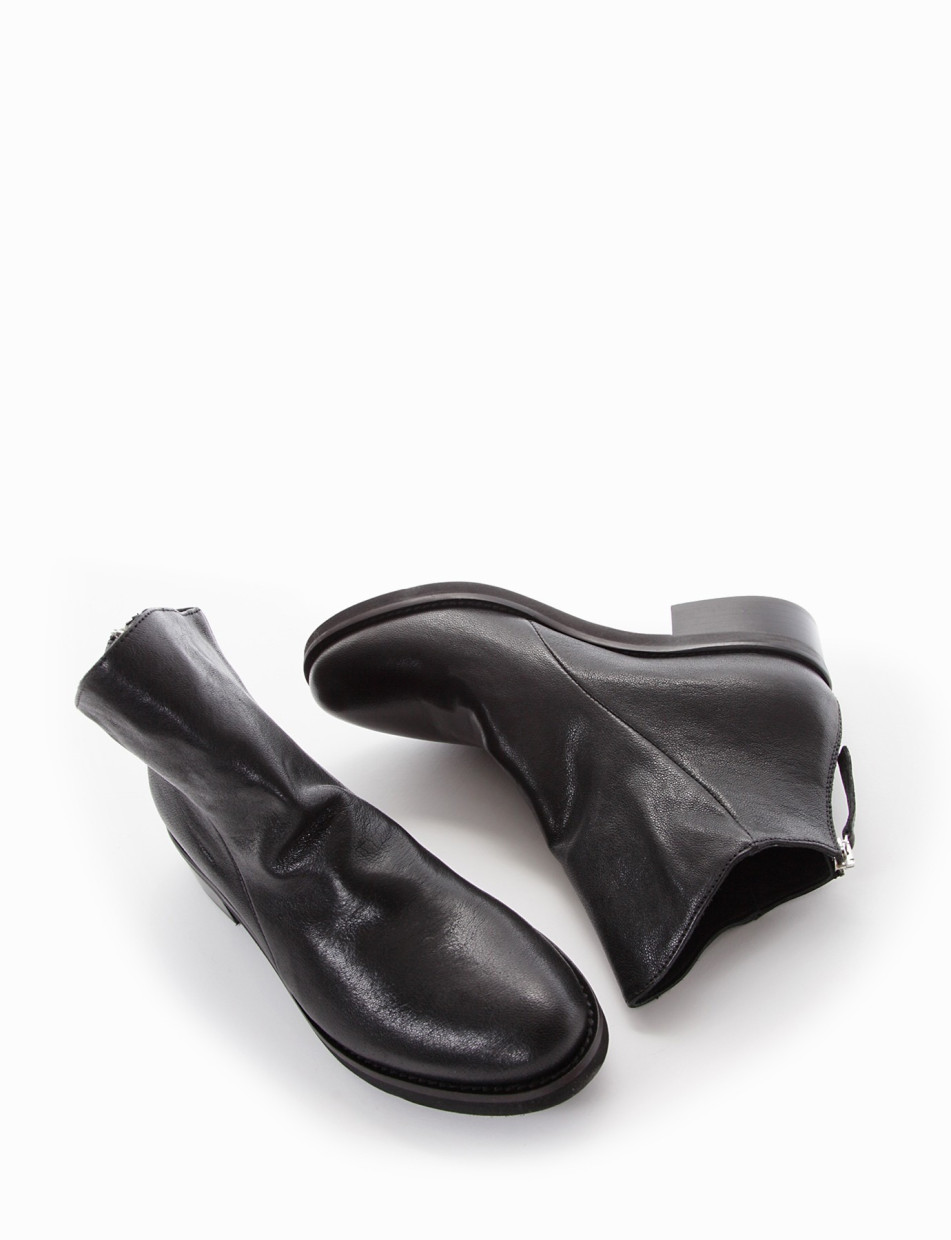 Low heel ankle boots heel 2 cm black leather