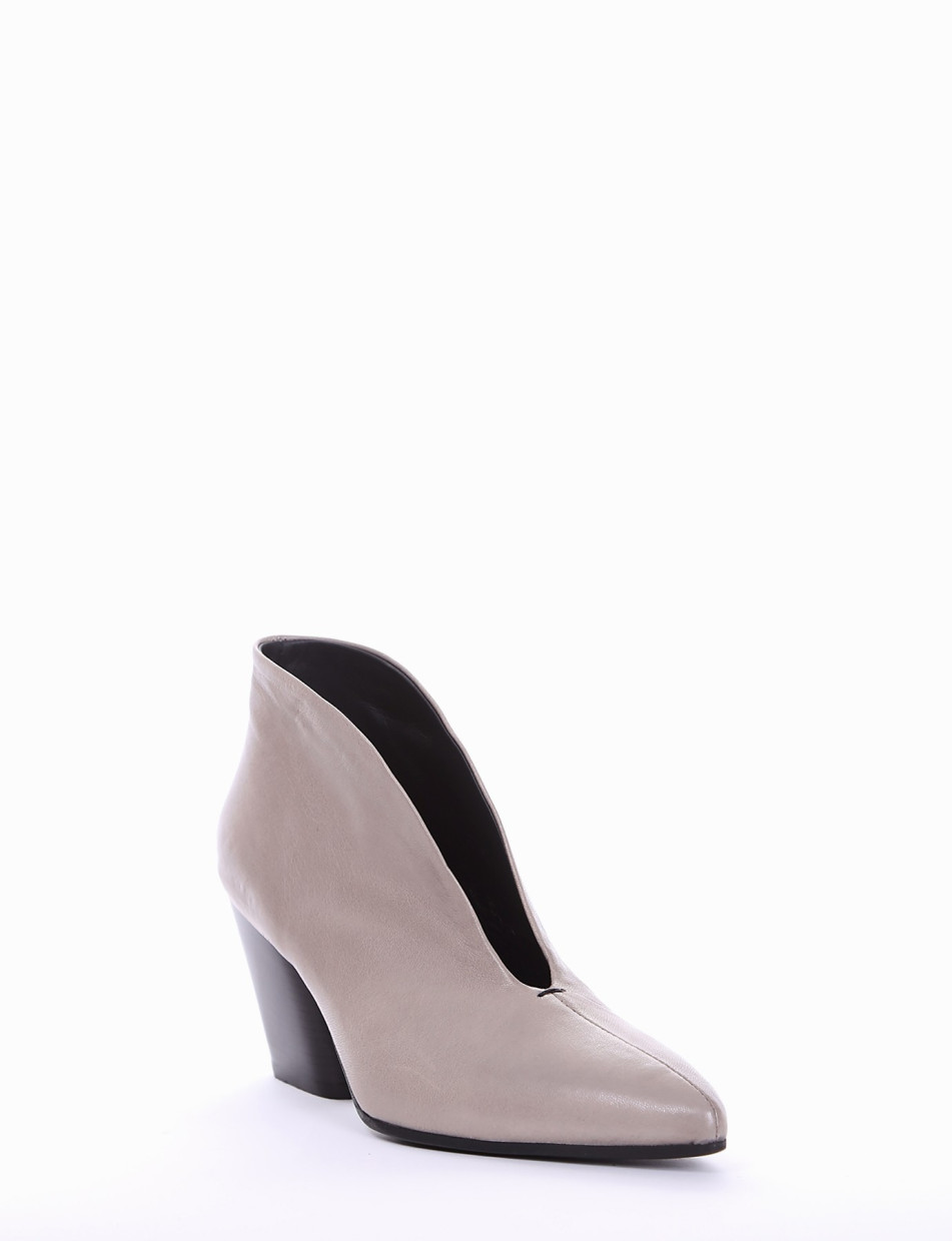 High heel ankle boots heel 7 cm grey leather