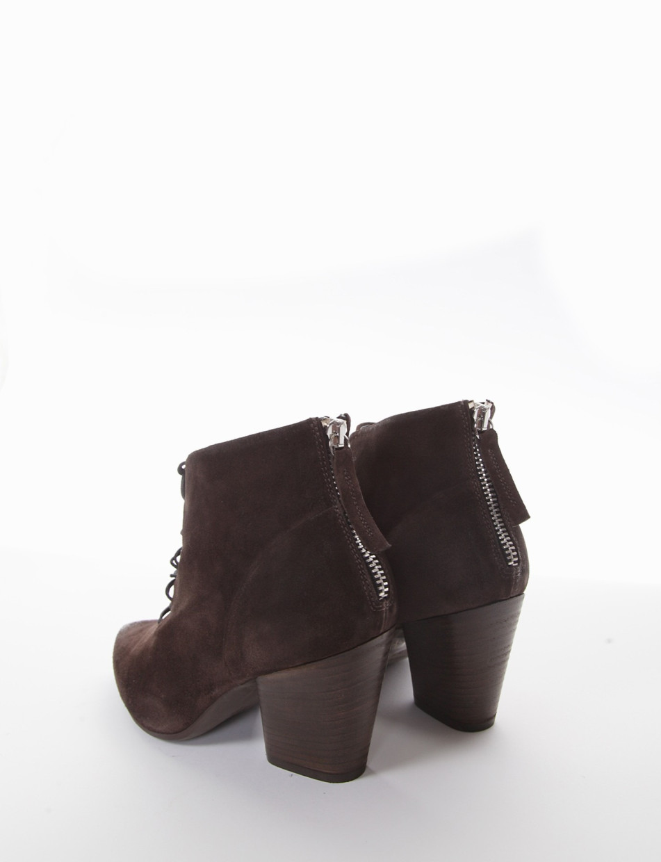 High heel ankle boots heel 7 cm dark brown chamois