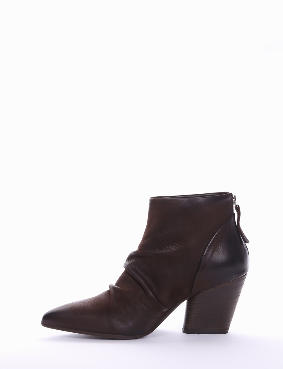High heel ankle boots heel 7 cm dark brown