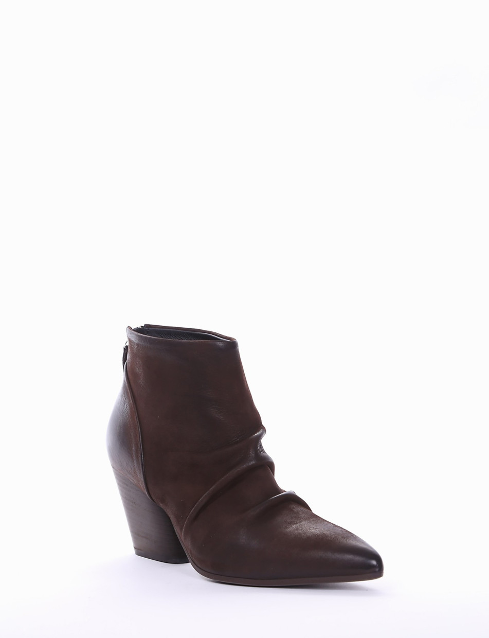 High heel ankle boots heel 7 cm dark brown