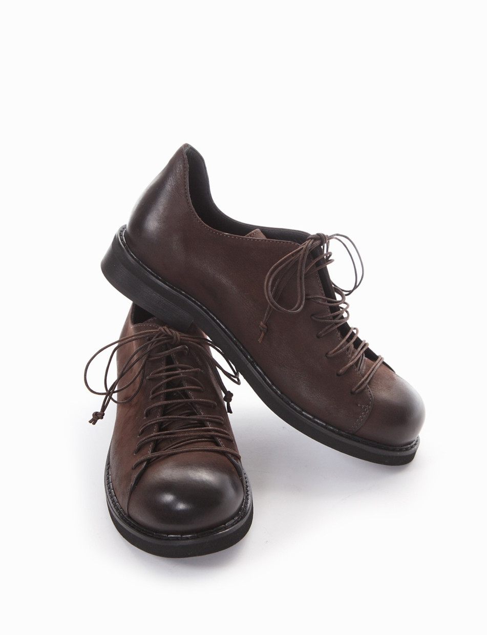 Lace-up shoes heel 2 cm dark brown