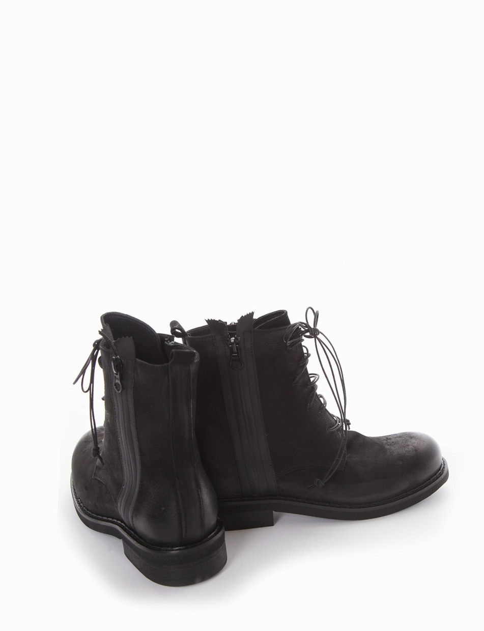 Combat boots heel 2 cm black leather