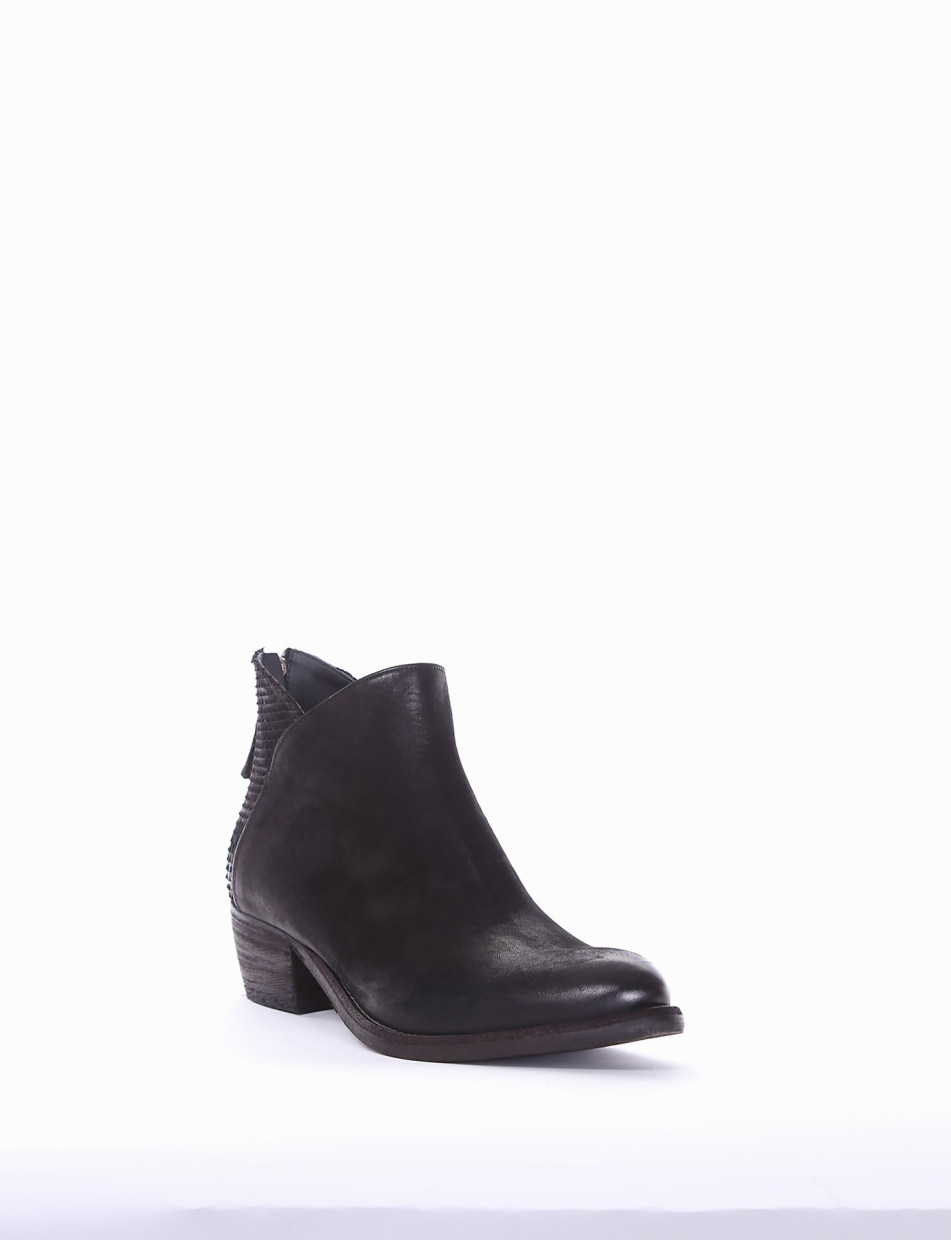 Low heel ankle boots heel 3 cm black leather