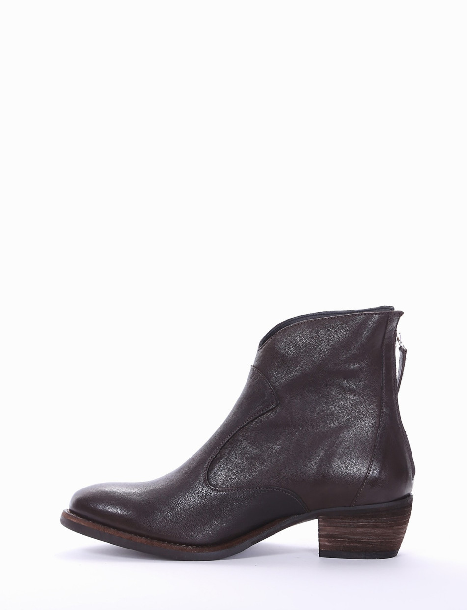 Low heel ankle boots heel 3 cm dark brown leather