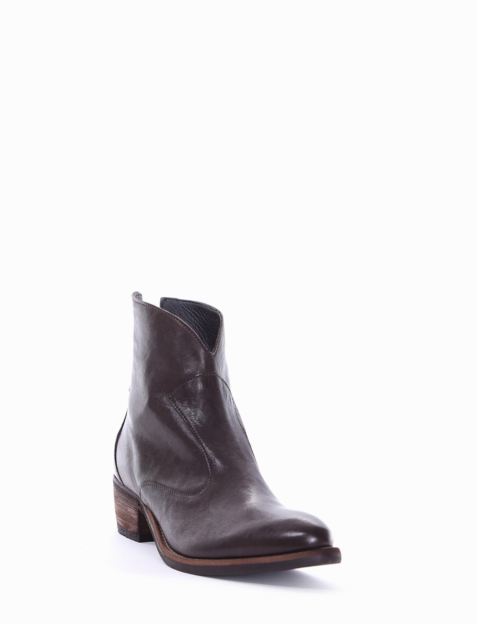 Low heel ankle boots heel 3 cm dark brown leather