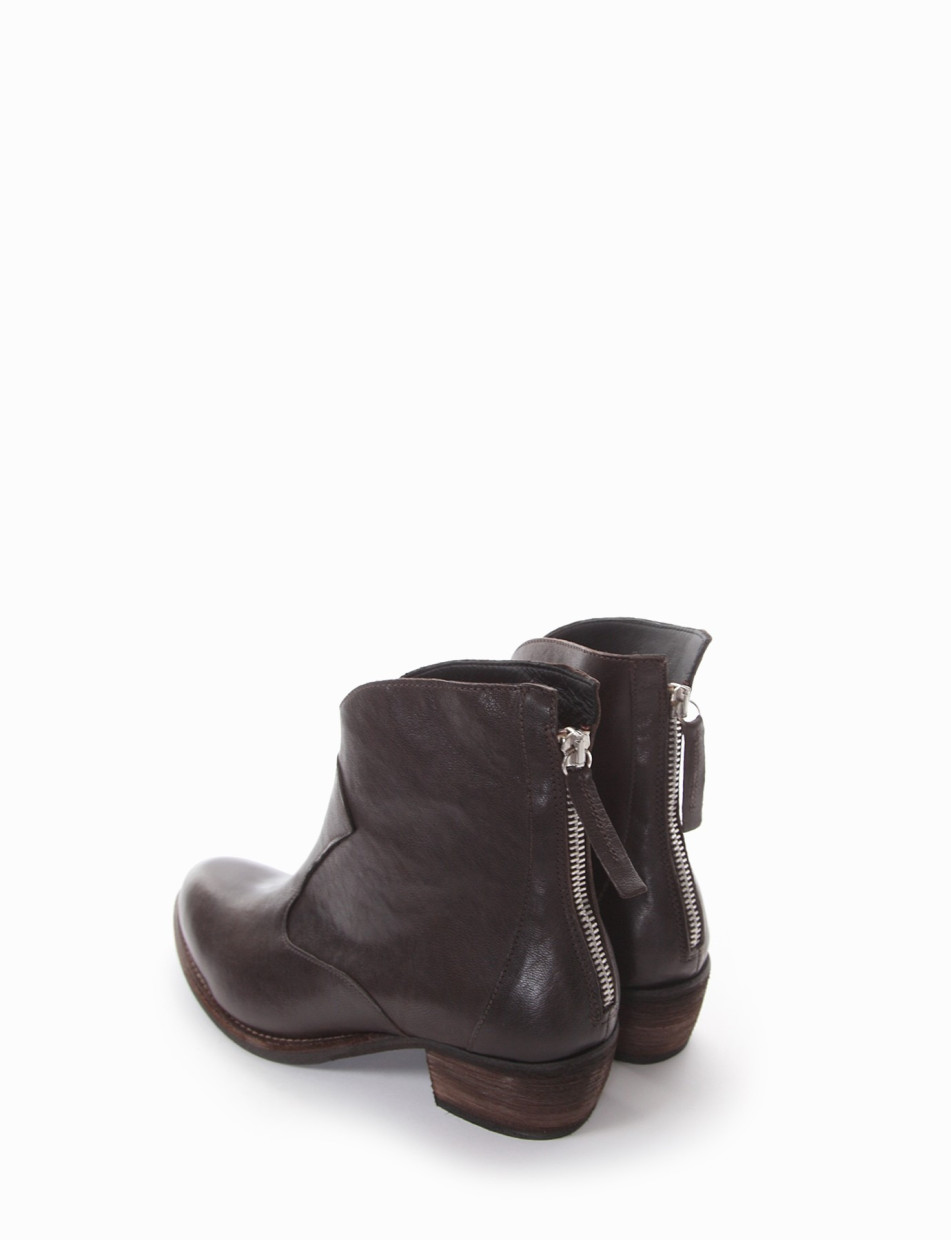 Low heel ankle boots heel 3 cm dark brown leather