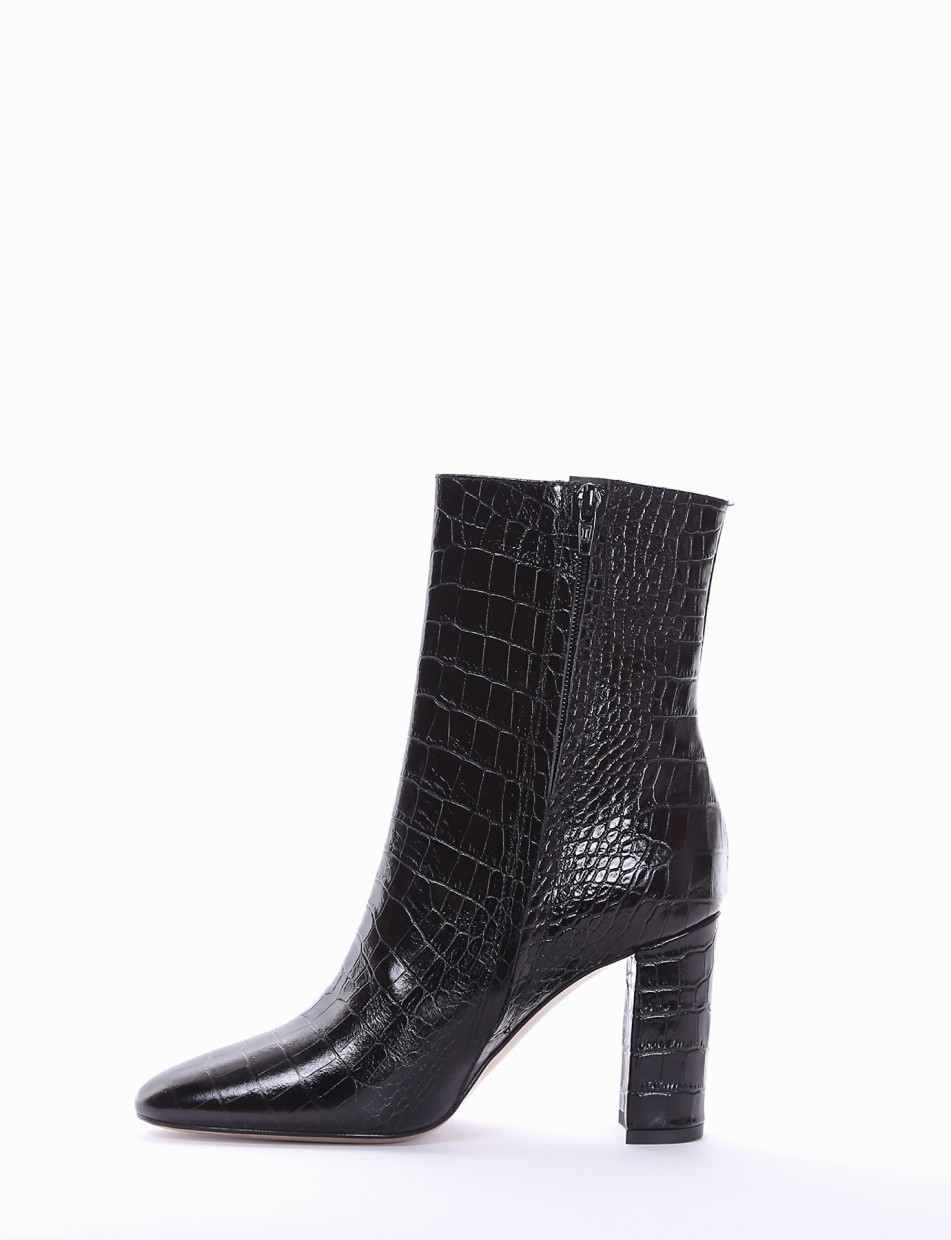 High heel ankle boots heel 10 cm black coconut