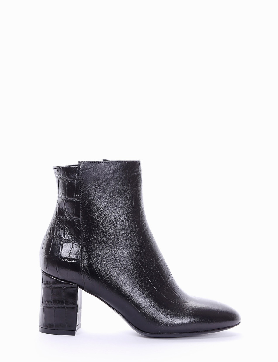 High heel ankle boots heel 6 cm black coconut