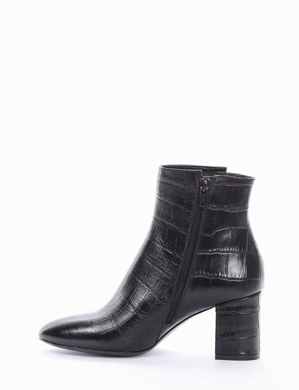 High heel ankle boots heel 6 cm black coconut